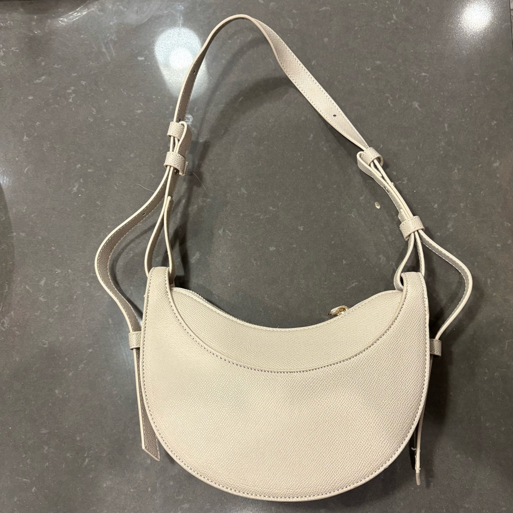 NTW faux Leather Crescent Shoulder Bag in Light Taupe
